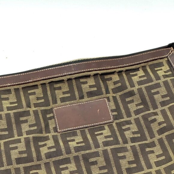 FENDI Zucca pattern Flat Bag Cluch Bag Canvas Brown - Picture 12 of 12